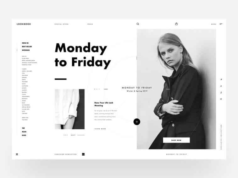 black and white fashion website